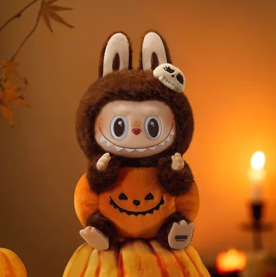 POP MART LABUBU  Happy Halloween Party Series-sitting Pumpkin Vinyl Plush Doll Pendant Action Figure