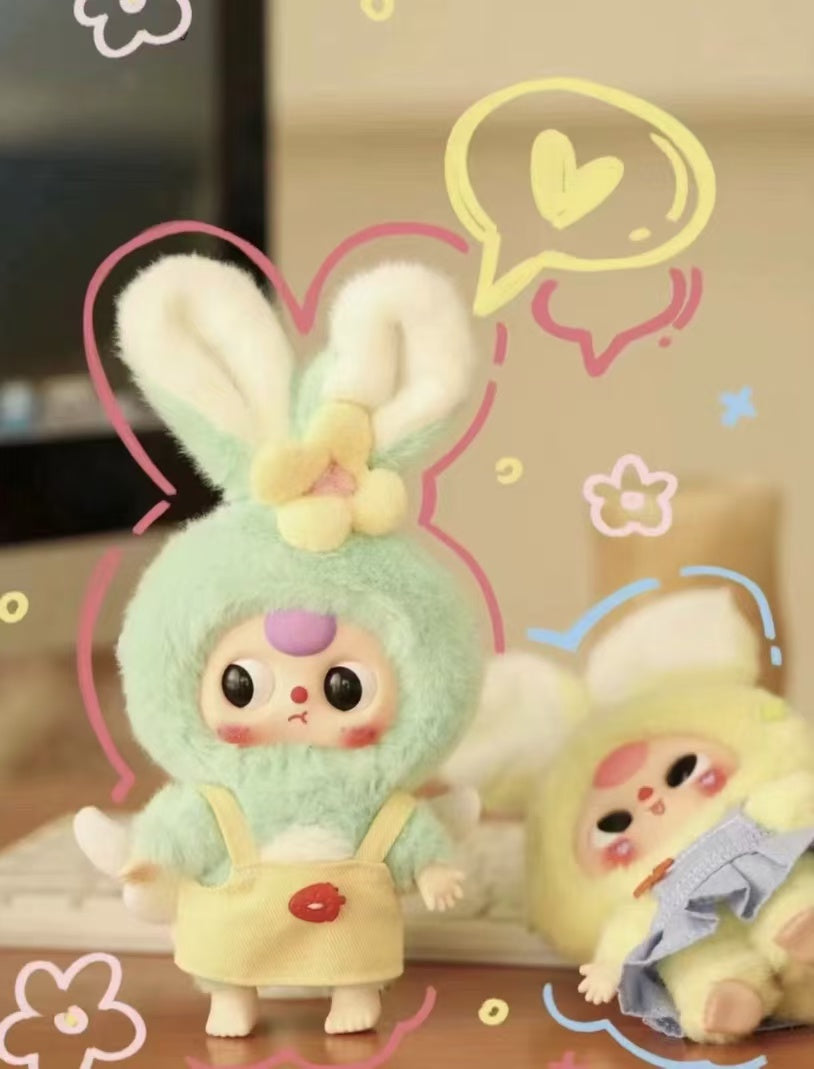 Baby Three Series Macaron Cute Bunny Plush Doll Blind Box, Doll Model Ornament Mystery Box